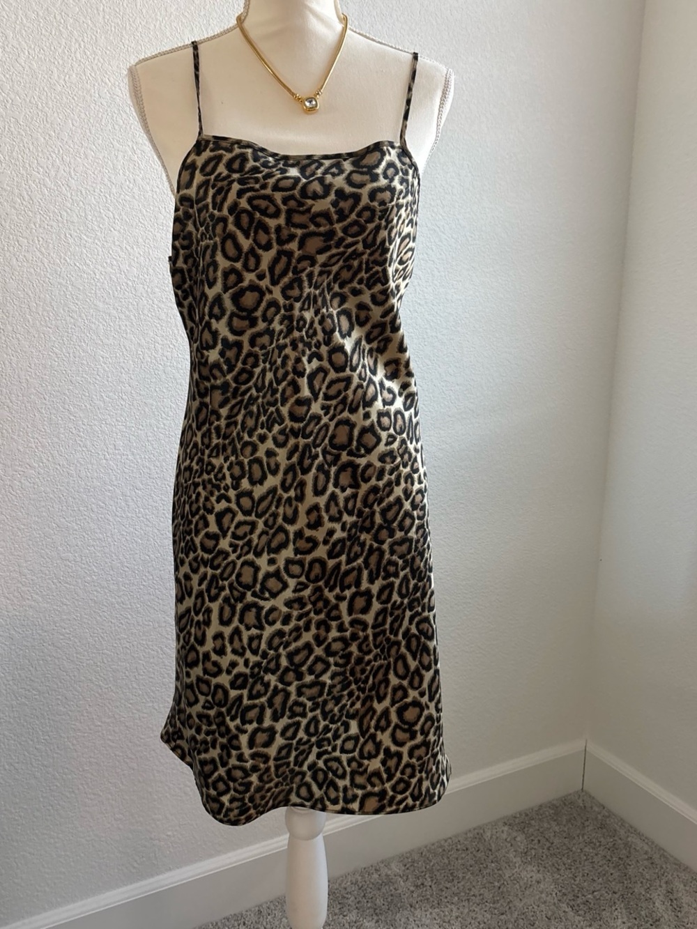 Gilligan & O'Malley Leopard Print Slip Dress - Brown & Black